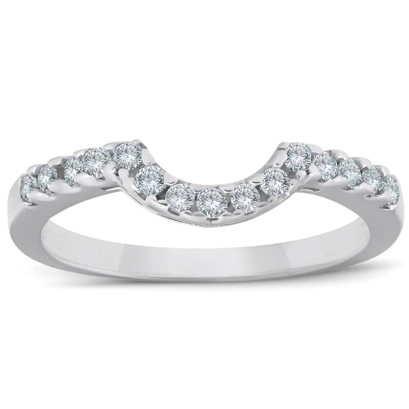 Bliss Diamond 1/4ct Curved Diamond Notched Wedding Ring Enhancer White Gold - 7