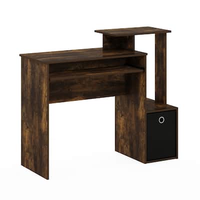 Writing Desk - Compact Computer Desk with Keyboard Drawer & CPU Storage - Modern Home Office Desk