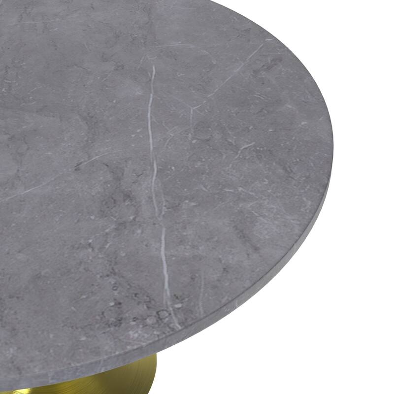 LeisureMod Verve 48" Round Dining Table with Sintered Stone TableTop and Brushed Gold Base for Kitchen & Dining Room