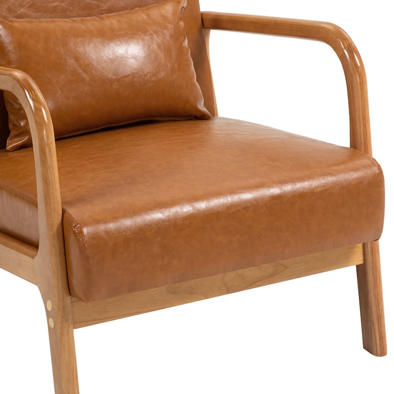 Mid Century Modern Upholstered Wood Frame Accent Chair