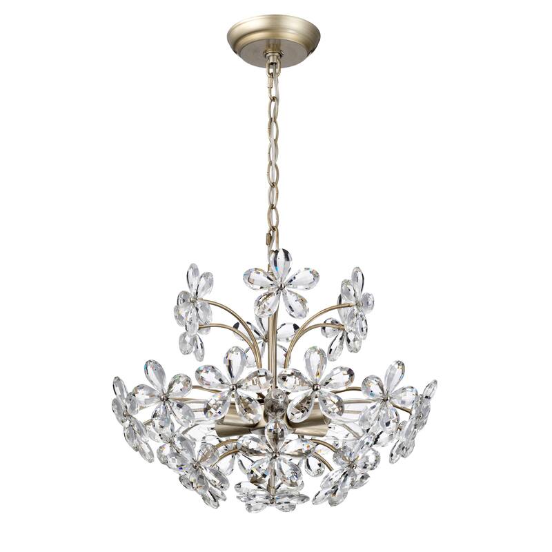 Rosa 6-Light Brushed Silver-ish Champagne Flower Crystal Chandelier