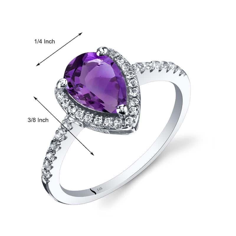 14k White Gold 1.29ct Amethyst and White Topaz Ring