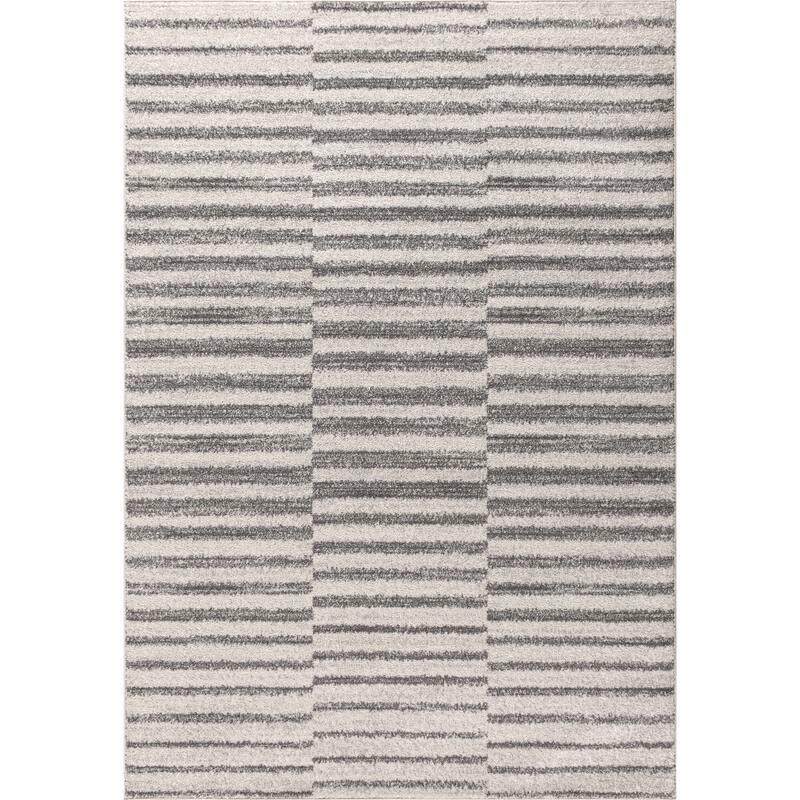 JONATHAN Y Lyla Offset Stripe Gray/Cream Area Rug - 3 X 5