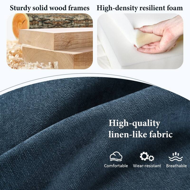 Modern U-shaped Modular Linen Blend Sectional Sofa with 2 Storage Ottomans and 4 lumbar pillows