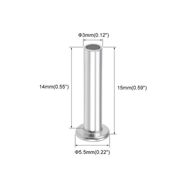 Shower Rivets 100 Pcs M2 Aluminum Flat Head Semi-Tubular Rivets Silver Tone - Bed ...