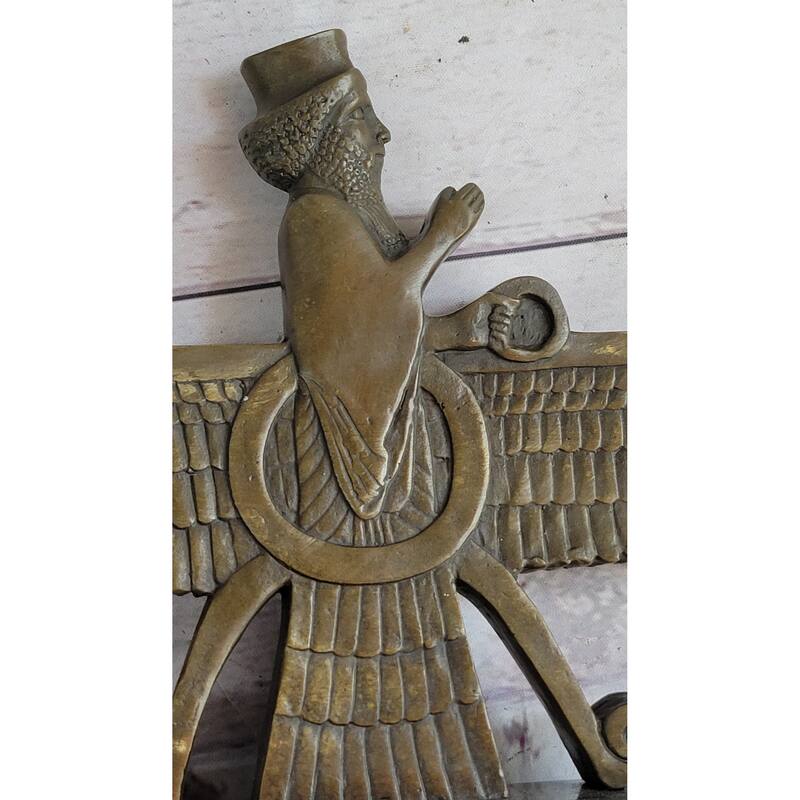 Faravahar Zoroastrian Achaemenid Persian History Bronze Statue Sculpture 8 Inches X 11 Inches