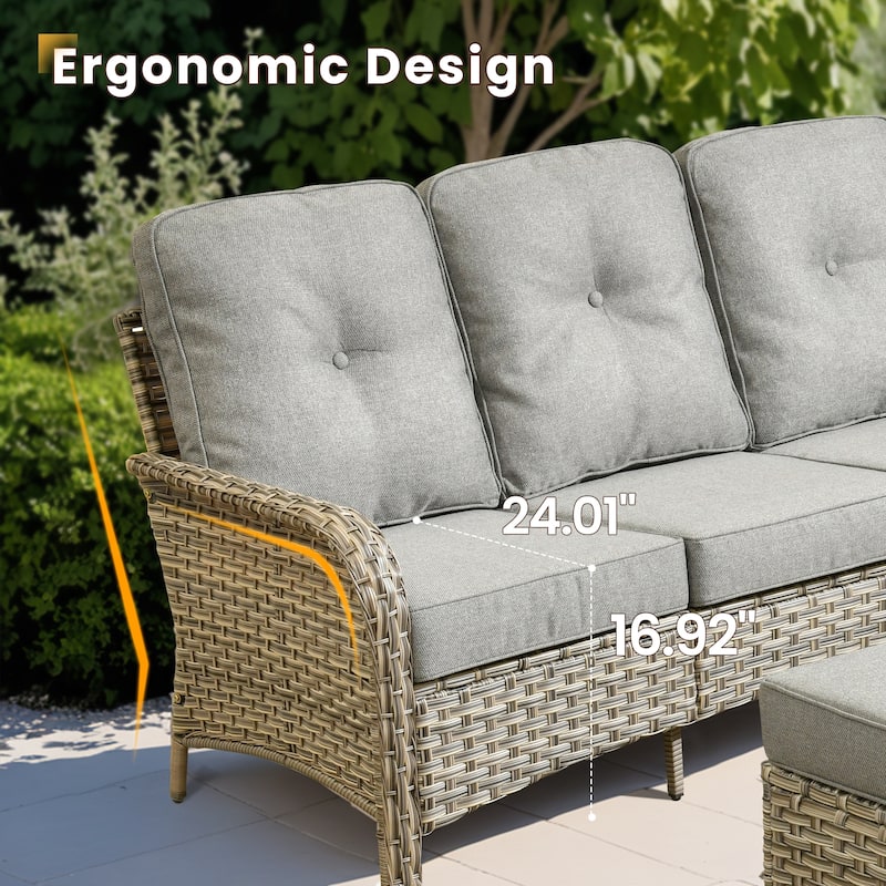 XIZZI 6-Piece Outdoor Wicker Patio Furniture Set with Coffee Table