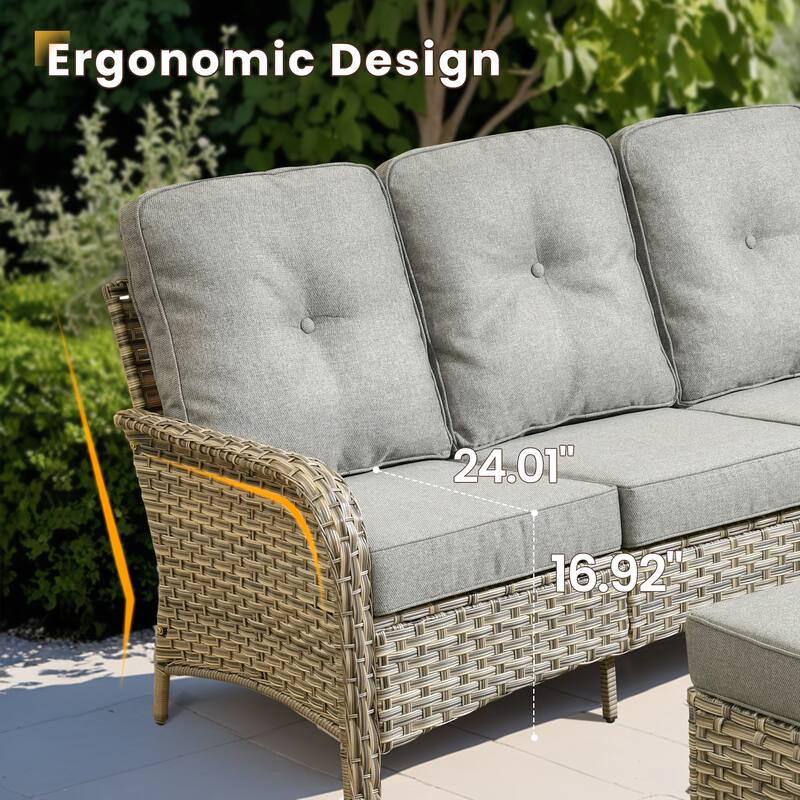 XIZZI 7-Piece Outdoor Patio Furniture Conversation Set with Ottomans