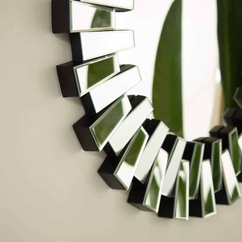 32" Kaltis Mirror, Wall-mounted Modern Decorative Circle PU Mirror, Irregular Shape, Suitable for Bathroom, Bedroom - Silver