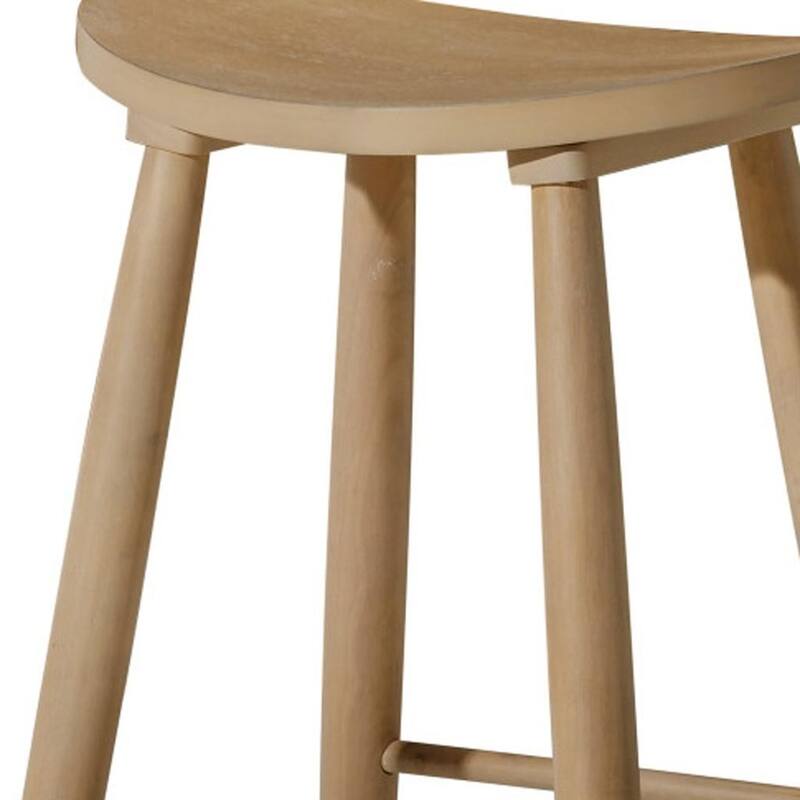 HomeRoots 25" Natural Solid Wood Backless Counter Height Bar Chair