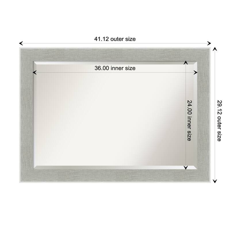 Beveled Wall Mirror - Glam Linen Grey Frame - Glam Linen Grey - 41 x 29-inch