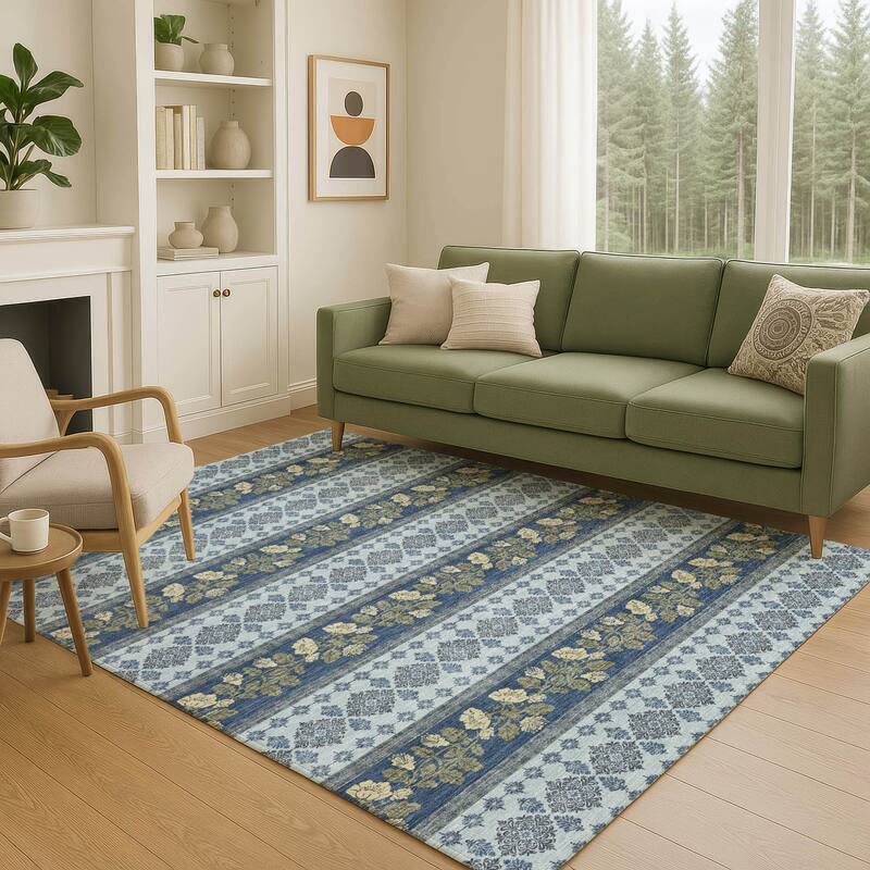 Machine Washable Indoor/ Outdoor Stripe Sochi Chantille Rug