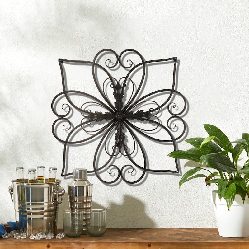 Glitzhome 20"L/ 23.5"L Traditional Iron Scroll Garden/Home Wall Decor