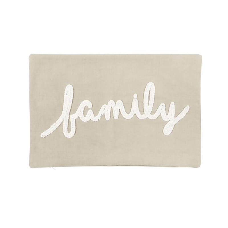 Lush Decor Family Chenille Embroidery Script Cotton Decorative Pillow Cover