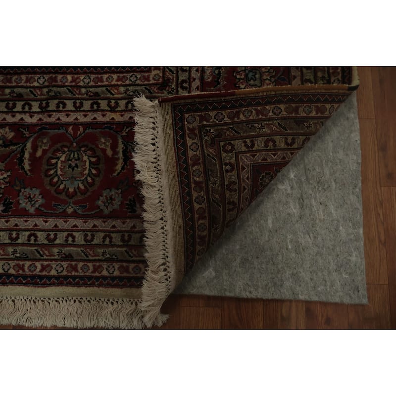 Hand Knotted Oriental 100% Wool Carpet Traditional All-Over Beige & Ivories Kashan Area Rug - 12' 7'' X 9' 1''