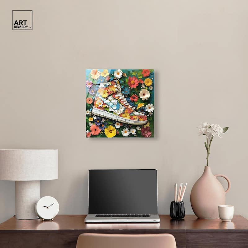 Painted in Floral Sneaker Acrylic by Art Remedy, Ready to Hang