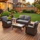 preview thumbnail 1 of 24, 5-Piece Outdoor Rattan Seating Set with Swivel Chairs & Coffee Table 5-Piece