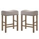 preview thumbnail 1 of 8, Set of 2 Linen Upholstered Counter Height Stool Tan and Weathered Oak