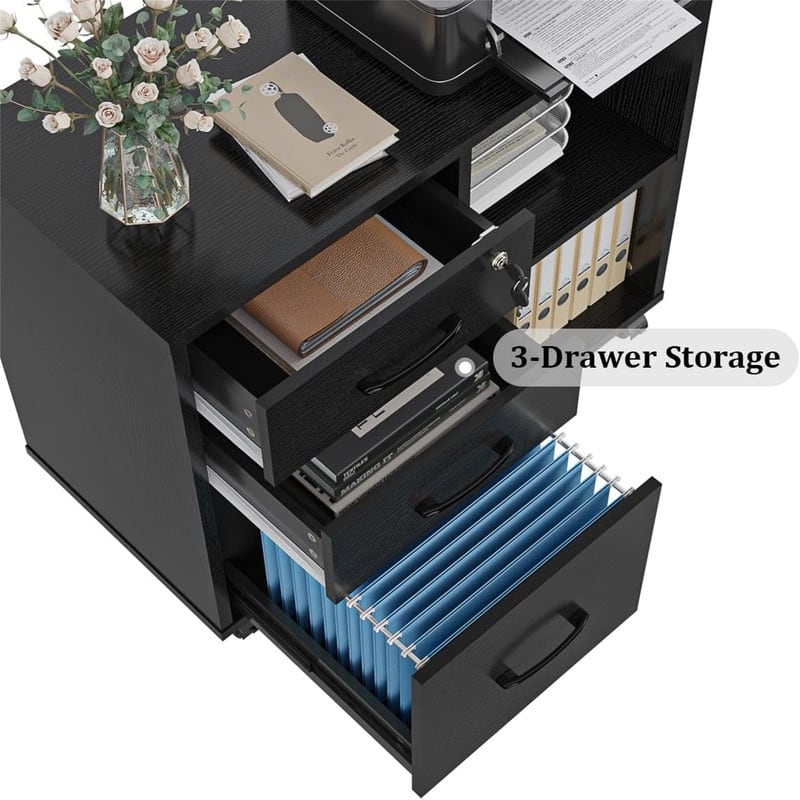 3 Drawer File Cabinets - 34.6"D x 18.1"W x 6.9"H