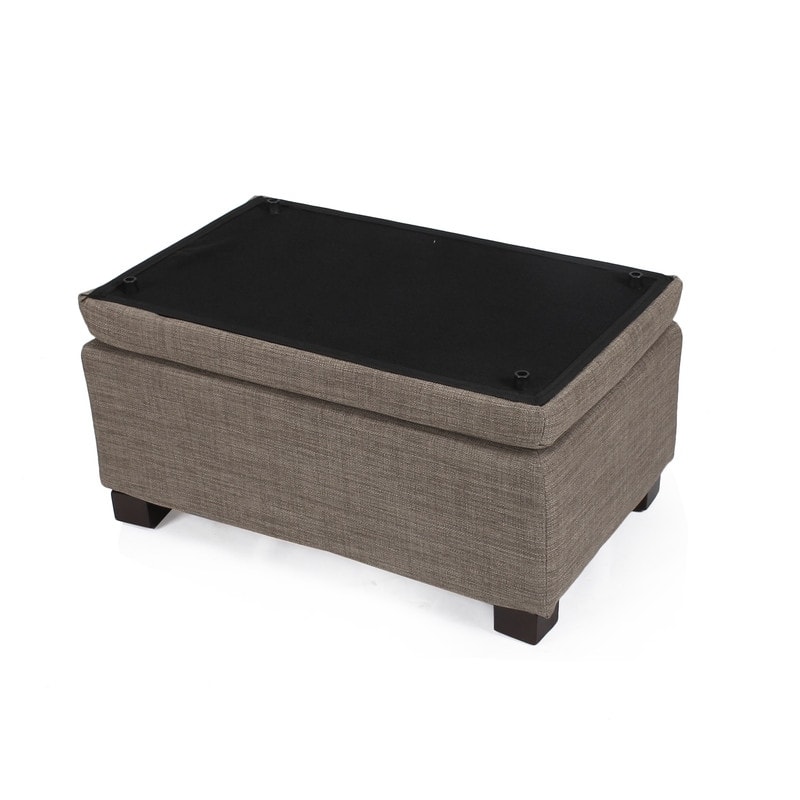 Adeco Set of 3 Linen Fabric Storage Ottoman Bench Lift Top Footstool