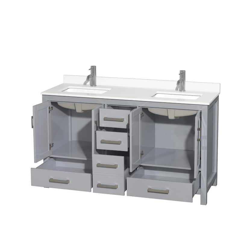 Sheffield 60-inch Double Vanity, Single Hole Quartz Top