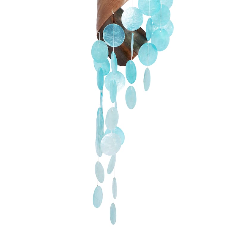 Teal Shell Spiral Waterfall Windchime - 5 x 5 x 32