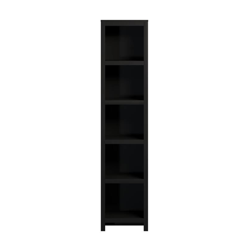 Prepac Moda 80" H 5-Tier Narrow Bookcase, Modern Storage Accent Bookshelf with 3 Adjustable Shelves for Home Office, Living Room