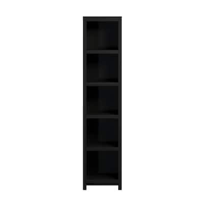 Prepac Moda 80" H 5-Tier Narrow Bookcase, Modern Storage Accent Bookshelf with 3 Adjustable Shelves for Home Office, Living Room