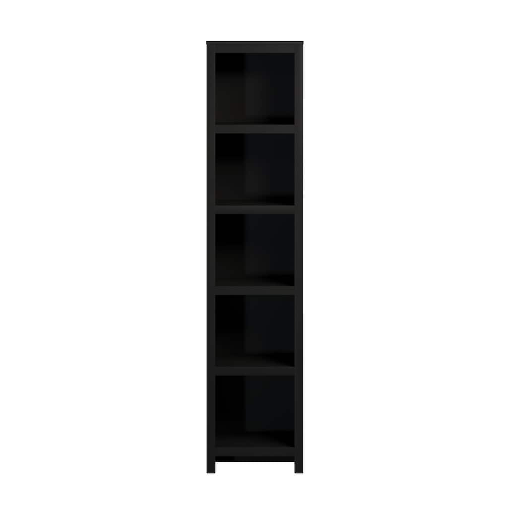 Prepac Moda 80" H 5-Tier Narrow Bookcase, Modern Storage Accent Bookshelf with 3 Adjustable Shelves for Home Office, Living Room
