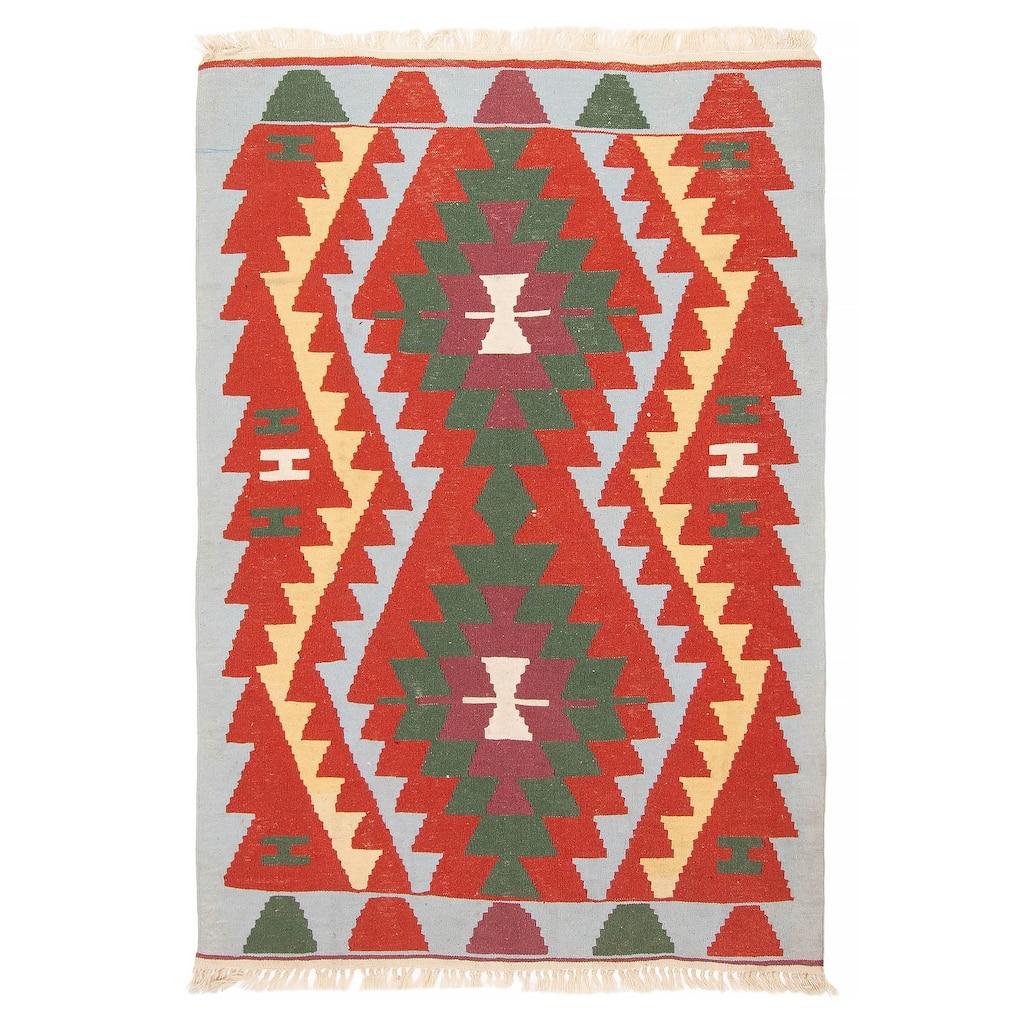 ECARPETGALLERY Flat-Weave Sivas Red Wool Kilim - 4'0 x 5'10