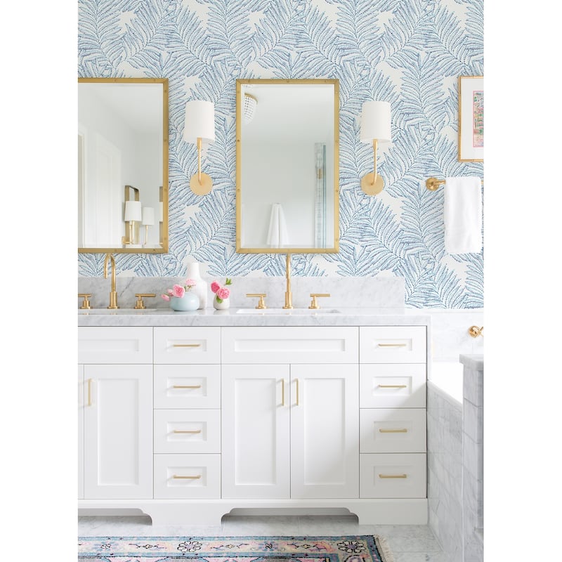 A-Street Prints Finnley Blue Inked Fern Wallpaper