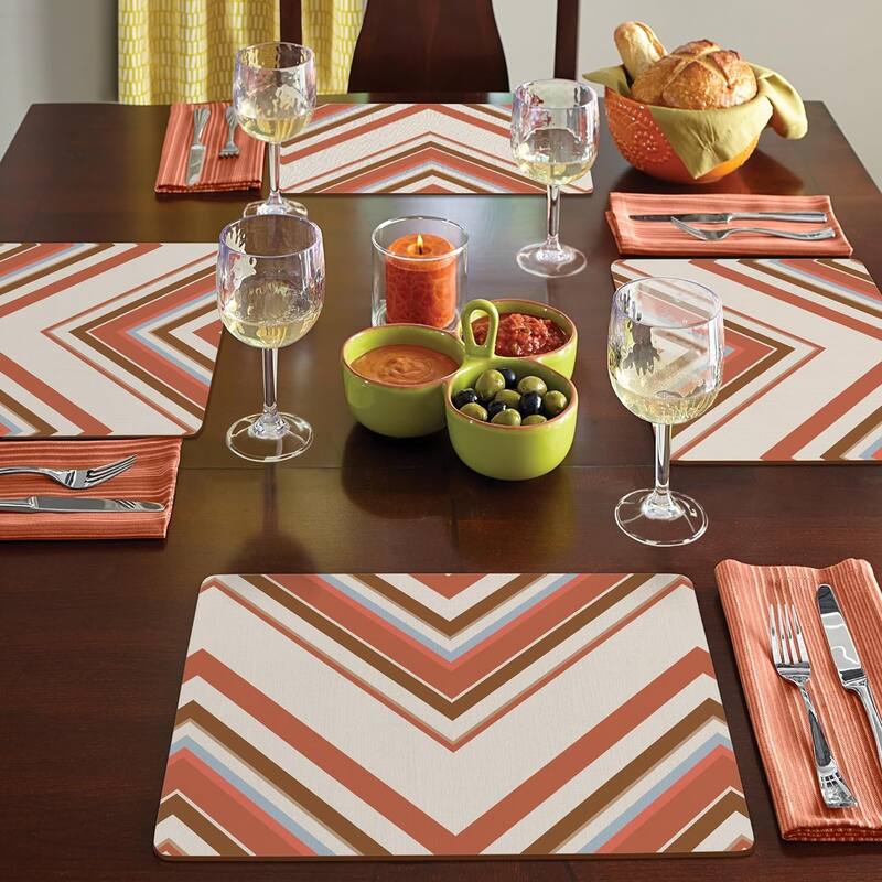 Boho Mohave Decorative Hardboard Placemats with Protective Cork Backing 4 Pack Heat Tolerant and Easily Wipes Clean