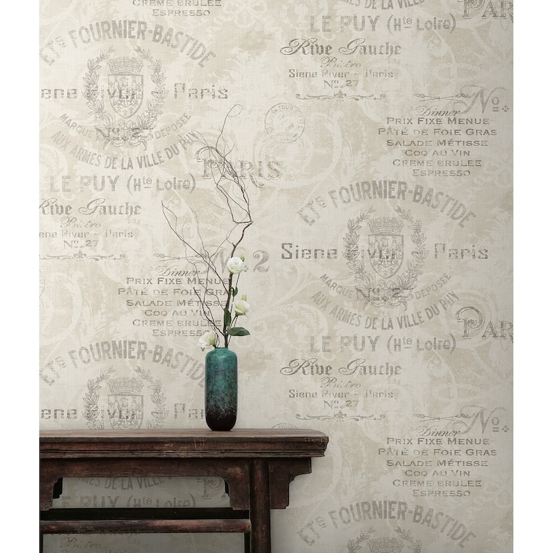 Seabrook Designs Melina Labels Unpasted Wallpaper