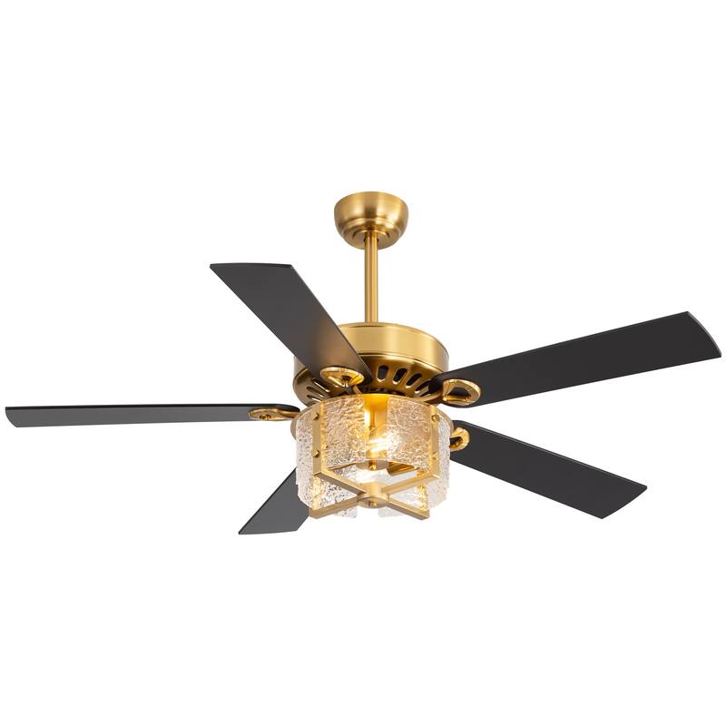 52" Reversible 5-Blade Caged Ceiling Fan with Light and Remote