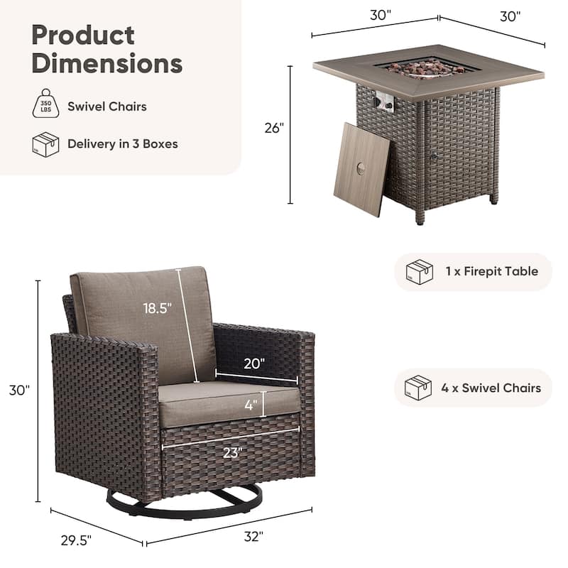 Outdoor Pocassy Glider Chairs Patio Chairs with Fire Table