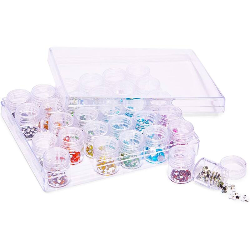3 Clear Bead Storage Containers, 90 Jars for Diamond Painting (93 Pieces)