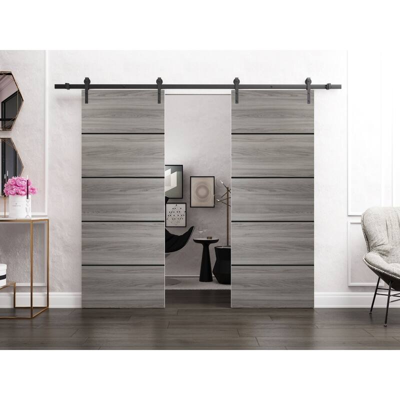 Sturdy Double Barn Door 36 x 80 with Planum 0015 Ginger Ash with 13FT