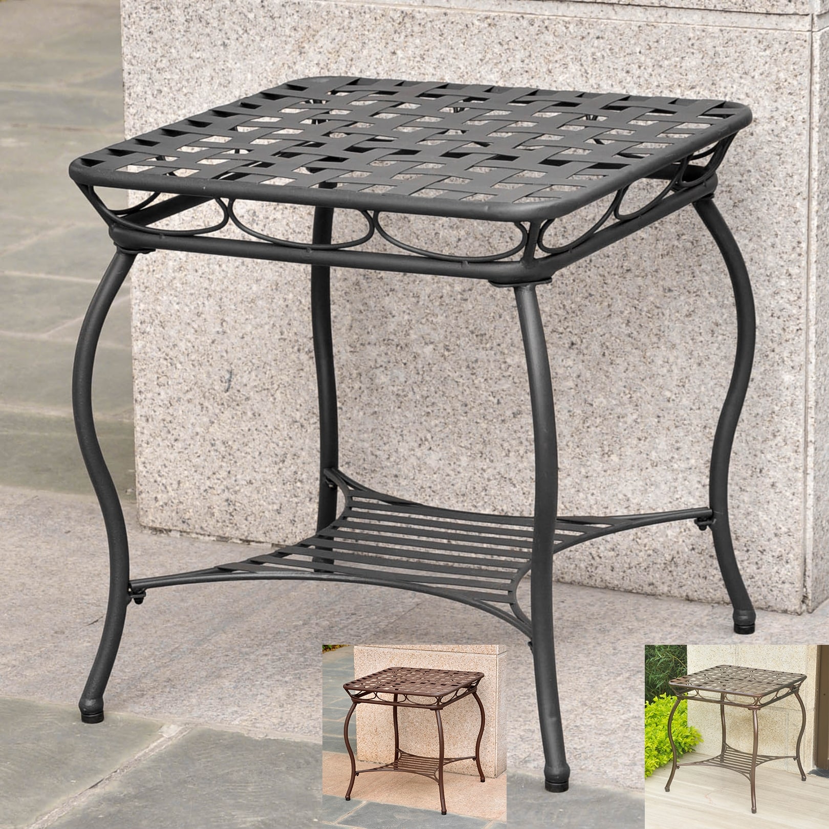 Santa Fe Nailhead Iron Bistro Set Set of 3 Rustic Brown for sale