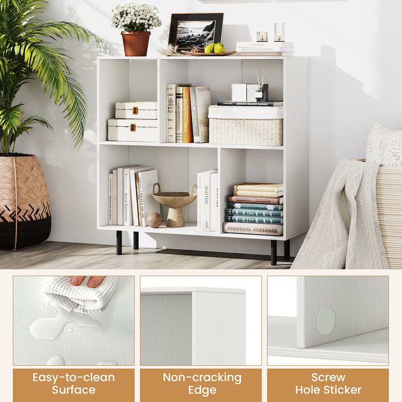 Gymax 2PCS 4 Cubby Open Bookcase 3-Tier Freestanding Bookshelf w/