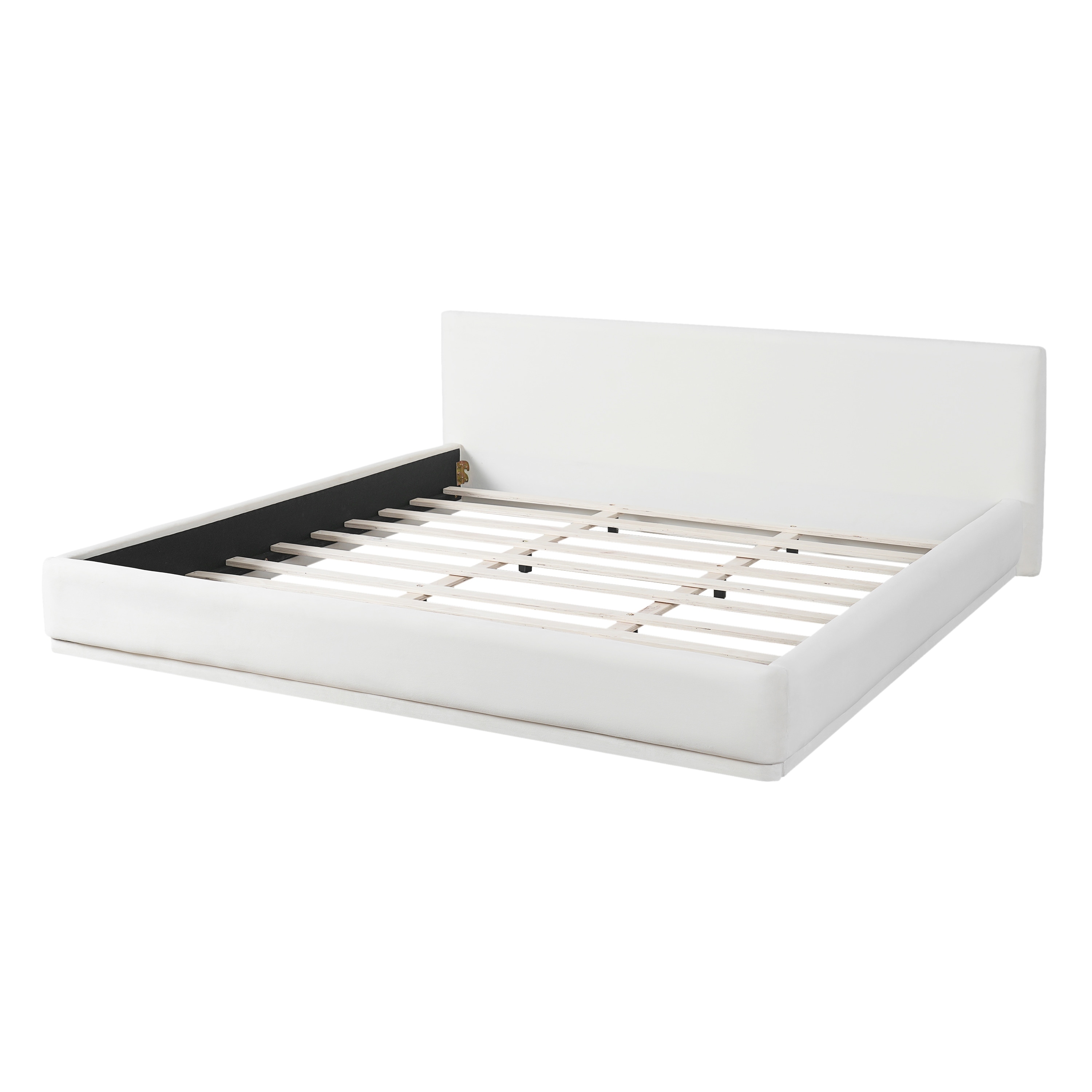 Roomfitters Soft Upholstered Bed Frame, Padded Headboard, White