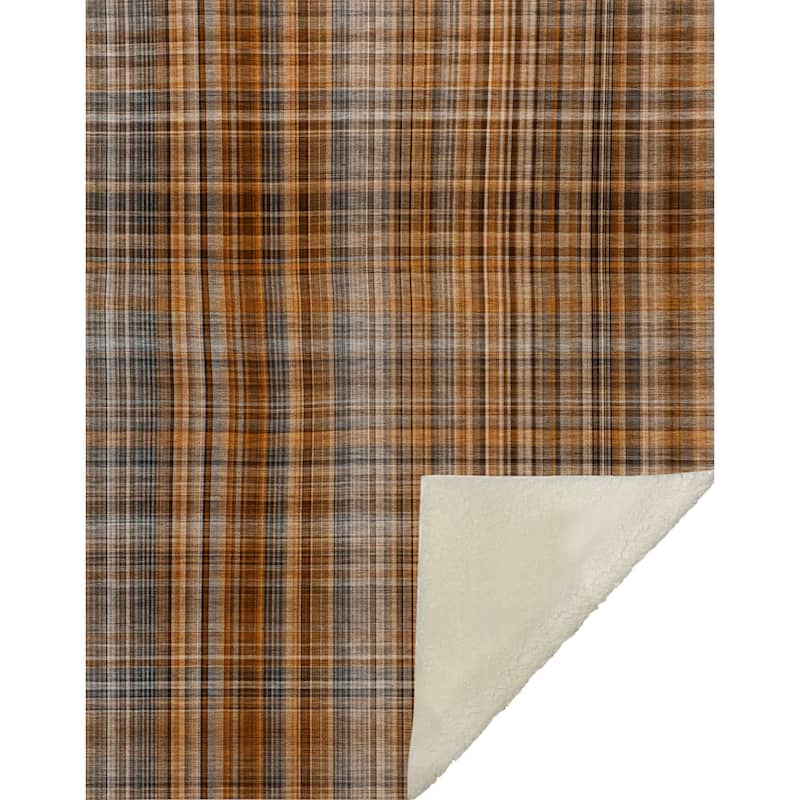 Premium Machine Washable Plaid Sherpa Throw Blanket