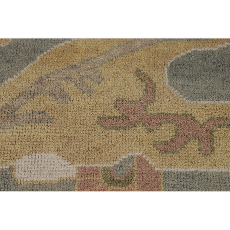 All-Over Gray Green Oushak Indian Large Rug Hand-Knotted Wool Carpet - 11'8" x 17'5"