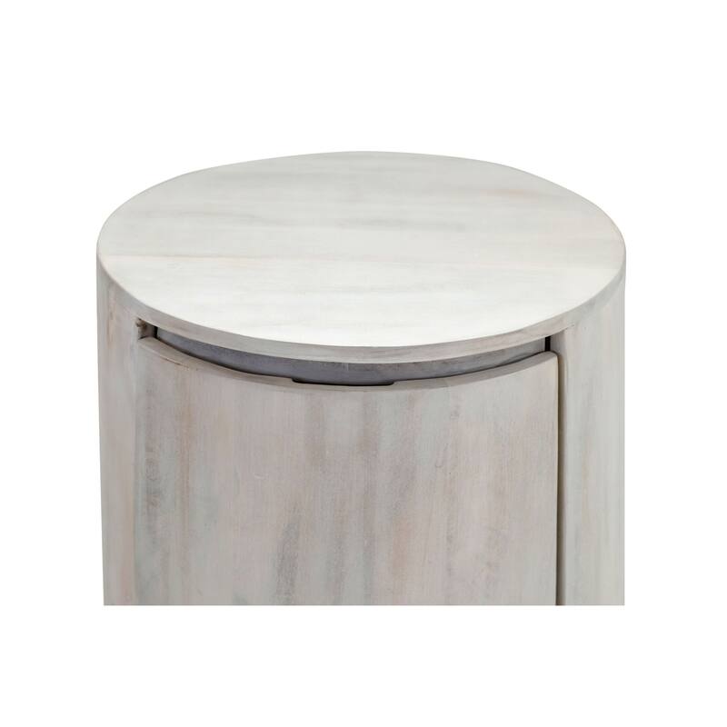 Round 2-Drawer Mango Wood Nightstand - 24" - White