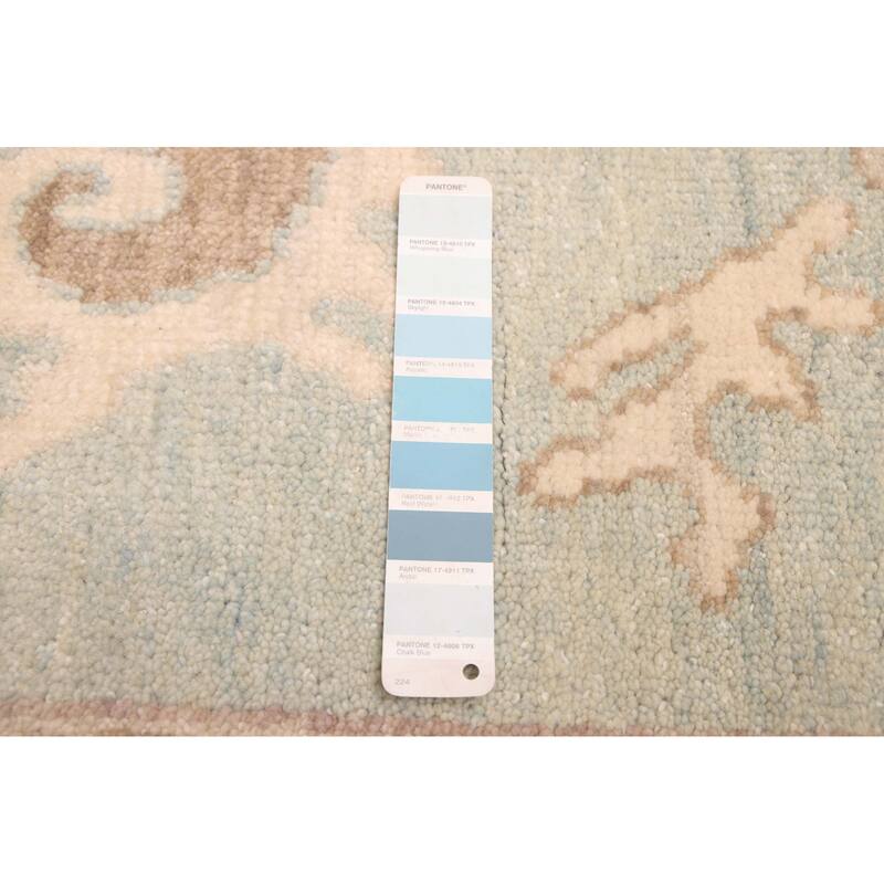 ECARPETGALLERY Hand-knotted Modern Oushak Light Blue Wool Rug - 9'0 x 12'0