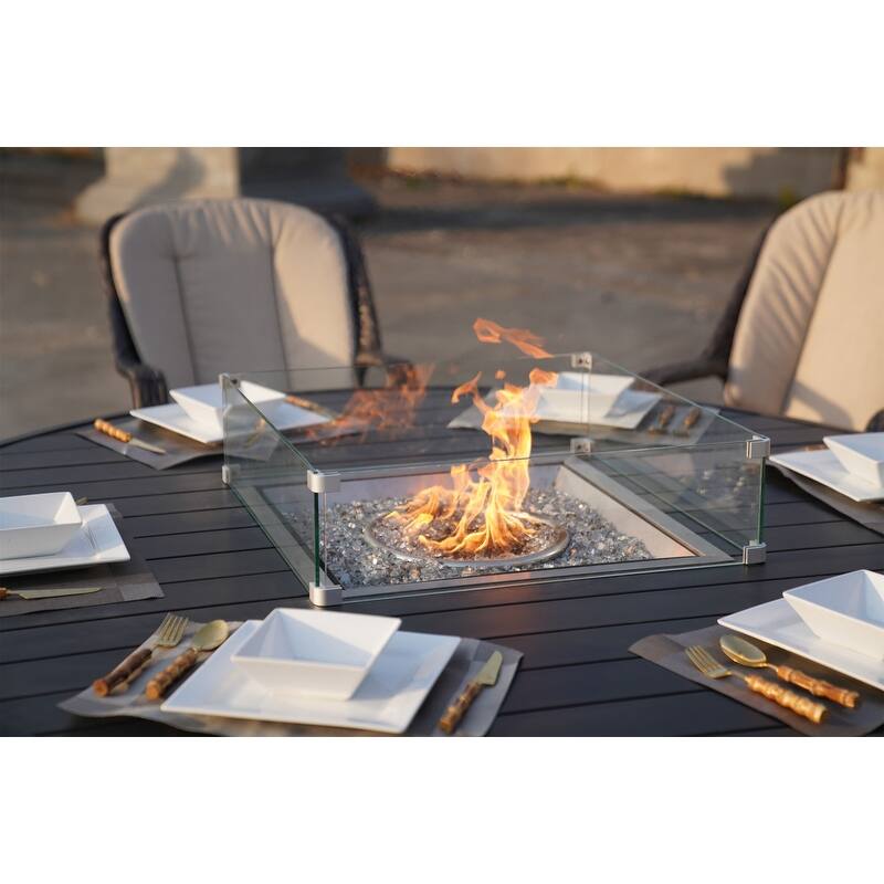 Ellington Outdoor Wicker Round Firepit Dining Table