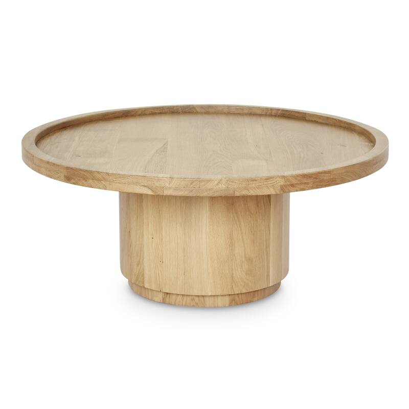 NADAAL STUDIOS Solin Coffee Table, Round Tray Top with Recessed Base, Natural Oak