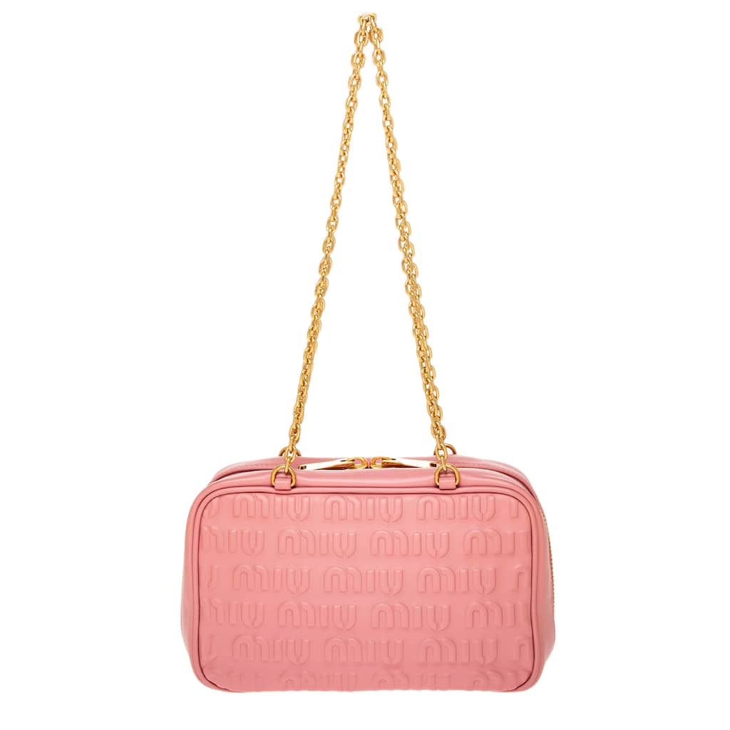 Miu Miu Logo Embossed Leather Chain Bag