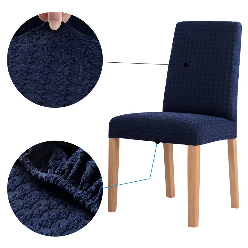 No. 918 Sparta 2-pack Houndstooth Textured Stretch Fit Elastic Dining Chair Cover Pair - 28" x 39"