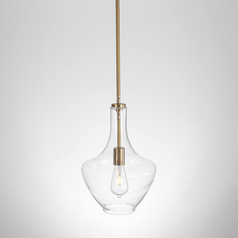 10.4" 1-Light Modern Minimalist Chrome/Gold/Matte Black Clear Glass Pendant Light