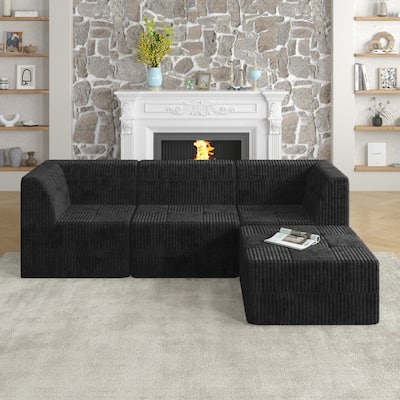 Modern Minimalist Corduroy Modular Sectional Sofa for Living Room & Bedroom